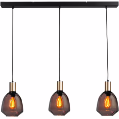 Masterlight 3-lichts hanglamp - goud - Porto met Nicolette red glazen 2711-05-02-100-3-13