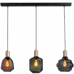Masterlight 3-lichts hanglamp - goud - Porto met verschillende glazen 2711-05-02-100-3-341