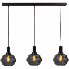 Masterlight 3-lichts hanglamp - zwart - Porto met Ball smoke glazen - Ø 24cm 2711-05-05-100-3-3