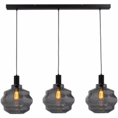 Masterlight 3-lichts hanglamp - zwart - Porto met Ball smoke glazen - Ø 30cm 2711-05-05-100-3-4