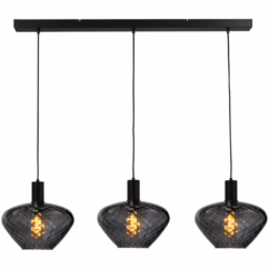 Masterlight 3-lichts hanglamp - zwart - Porto met Blossom clear glazen 2711-05-05-100-3-8