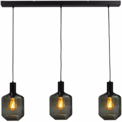 Masterlight 3-lichts hanglamp - zwart - Porto met Jagger green glazen 2711-05-05-100-3-10