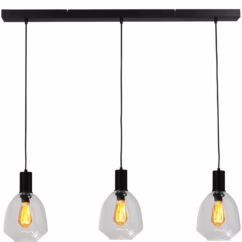 Masterlight 3-lichts hanglamp - zwart - Porto met Nicolette clear glazen 2711-05-05-100-3-12