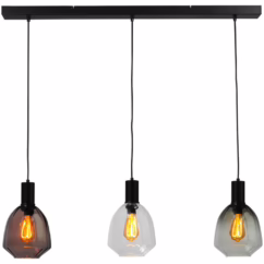 Masterlight 3-lichts hanglamp - zwart - Porto met Nicolette glazen 2711-05-05-100-3-234