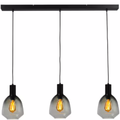 Masterlight 3-lichts hanglamp - zwart - Porto met Nicolette green glazen 2711-05-05-100-3-14