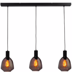 Masterlight 3-lichts hanglamp - zwart - Porto met Nicolette red glazen 2711-05-05-100-3-13