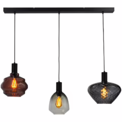 Masterlight 3-lichts hanglamp - zwart - Porto met verschillende glazen 2711-05-05-100-3-184