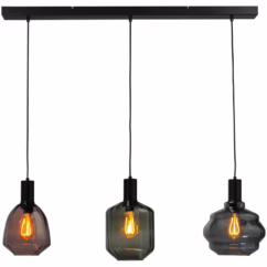Masterlight 3-lichts hanglamp - zwart - Porto met verschillende glazen 2711-05-05-100-3-341