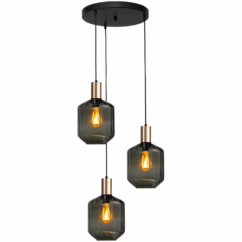 Masterlight 3-lichts vide hanglamp - goud - Porto met Jagger green glazen 2712-05-02-35-3-10