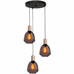 Masterlight 3-lichts vide hanglamp - goud - Porto met Nicolette red glazen 2712-05-02-35-3-13