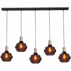 Masterlight 5-lichts hanglamp - goud - Porto met Ball red glazen - Ø 24cm 2711-05-02-130-5-1