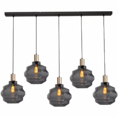 Masterlight 5-lichts hanglamp - goud - Porto met Ball smoke glazen - Ø 30cm 2711-05-02-130-5-4