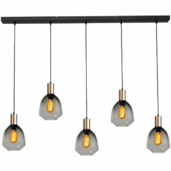 Masterlight 5-lichts hanglamp - goud - Porto met Nicolette green glazen 2711-05-02-130-5-14