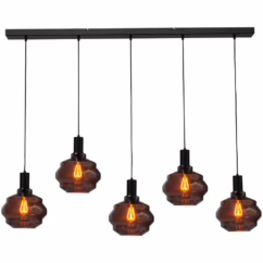 Masterlight 5-lichts hanglamp - zwart - Porto met Ball red glazen - Ø 24cm 2711-05-05-130-5-1