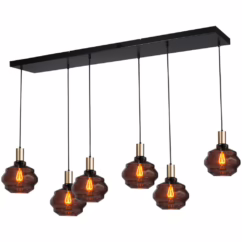 Masterlight 6-lichts hanglamp - goud - Porto met Ball red glazen 2711-05-02-130-25-61