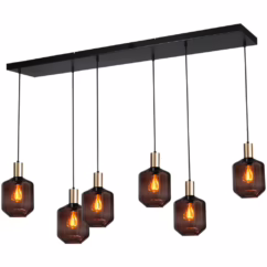 Masterlight 6-lichts hanglamp - goud - Porto met Jagger red glazen 2711-05-02-130-25-69