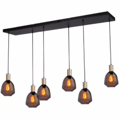 Masterlight 6-lichts hanglamp - goud - Porto met Nicolette red glazen 2711-05-02-130-25613