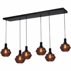 Masterlight 6-lichts hanglamp - zwart - Porto met Ball red glazen 2711-05-05-130-25-61