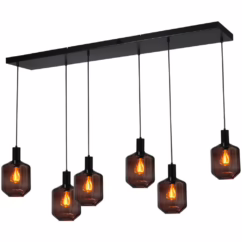 Masterlight 6-lichts hanglamp - zwart - Porto met Jagger red glazen 2711-05-05-130-25-69