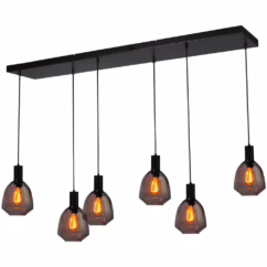 Masterlight 6-lichts hanglamp - zwart - Porto met Nicolette red glazen 2711-05-05-130-25613
