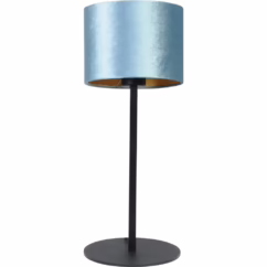 Masterlight Zwarte tafellamp Venus met retro blauwe lampenkap 4470-05-13-30