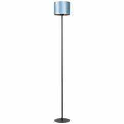 Masterlight Zwarte vloerlamp Venus 150cm met retro blauwe lampenkap 1470-05-13-130