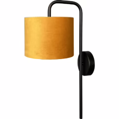 Masterlight Zwarte wandlamp Venus met okergele lampenkap 3262-05-6580-146-20