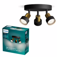 Philips Opbouwspot Conduit Zwart Messing ⌀22cm 3xgu10