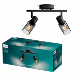 Philips Opbouwspot Palms Zwart 2xe14