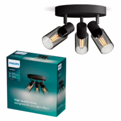 Philips Opbouwspot Palms Zwart ⌀20cm 3xe14