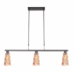 Steinhauer Hanglamp 3-lichts Vidrio zwart met amber glas 3832ZW