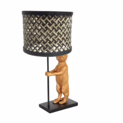 Steinhauer Tafellamp Animaux zwart met bamboe kap 3711ZW