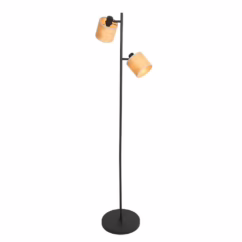 Steinhauer Vloerlamp Bambus zwart met bamboe 2-lichts 3670ZW