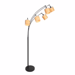 Steinhauer Vloerlamp Bambus zwart met bamboe 5-lichts 3671ZW