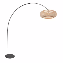 Steinhauer Vloerlamp Curve zwart met bamboe kap Ø 60cm 4273ZW
