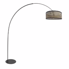 Steinhauer Vloerlamp Curve zwart met rotan kap Ø 50cm 4261ZW