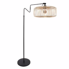 Steinhauer Vloerlamp Lindstrom zwart met bamboe 4155ZW