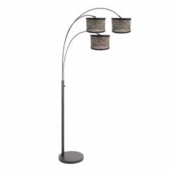 Steinhauer Vloerlamp Sparkled Light zwart met bamboe kappen 3829ZW