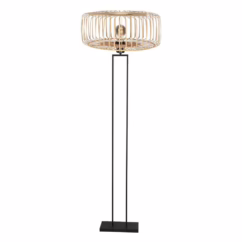Steinhauer Vloerlamp Stang zwart met bamboe 4157ZW
