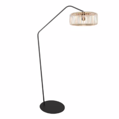 Steinhauer Vloerlamp Zig-Zag zwart met bamboe kap Ø 50cm 4250ZW