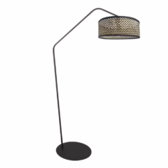 Steinhauer Vloerlamp Zig-Zag zwart met rotan kap Ø 40cm 4238ZW