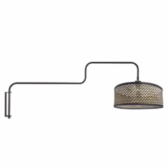 Steinhauer Wandlamp Bloeba zwart met bamboe kap 4181ZW