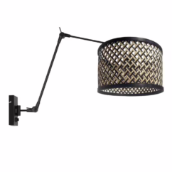 Steinhauer Wandlamp Prestige Chic zwart met bamboe kap 3794ZW