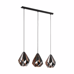 Eglo Hanglamp Carlton 1 Zwart Koper 3xe27