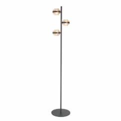 Highlight VloerlampDynasty zwart 3-lichts amber glas - V4508.28