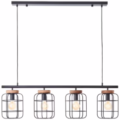 Brilliant Hanglamp Gwen Zwart Hout 4xe27