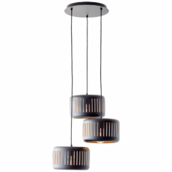 Brilliant Hanglamp Tyas Zwart Goud ⌀52cm 3xe27