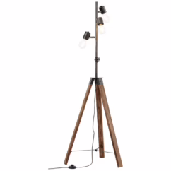 Brilliant Vloerlamp Woodhill Hout Zwart 3xe27