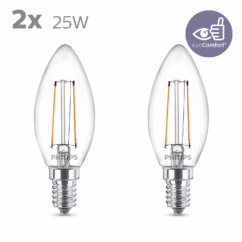 Philips Ledfilamentlamp Kaars - D3,5cm - Warm Wit - E14 - 2w - 2 Stuks