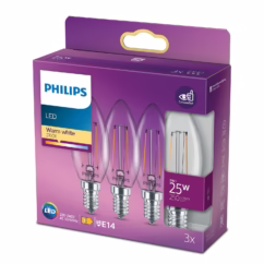 Philips Ledfilamentlamp Kaars - D3,5cm - Warm Wit - E14 - 2w - 3 Stuks
